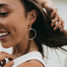 Load image into Gallery viewer, Round Hammered Hoop Earrings-Gold