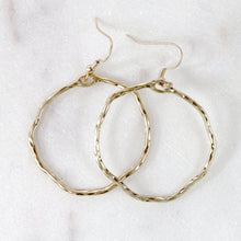 Load image into Gallery viewer, Round Hammered Hoop Earrings-Gold