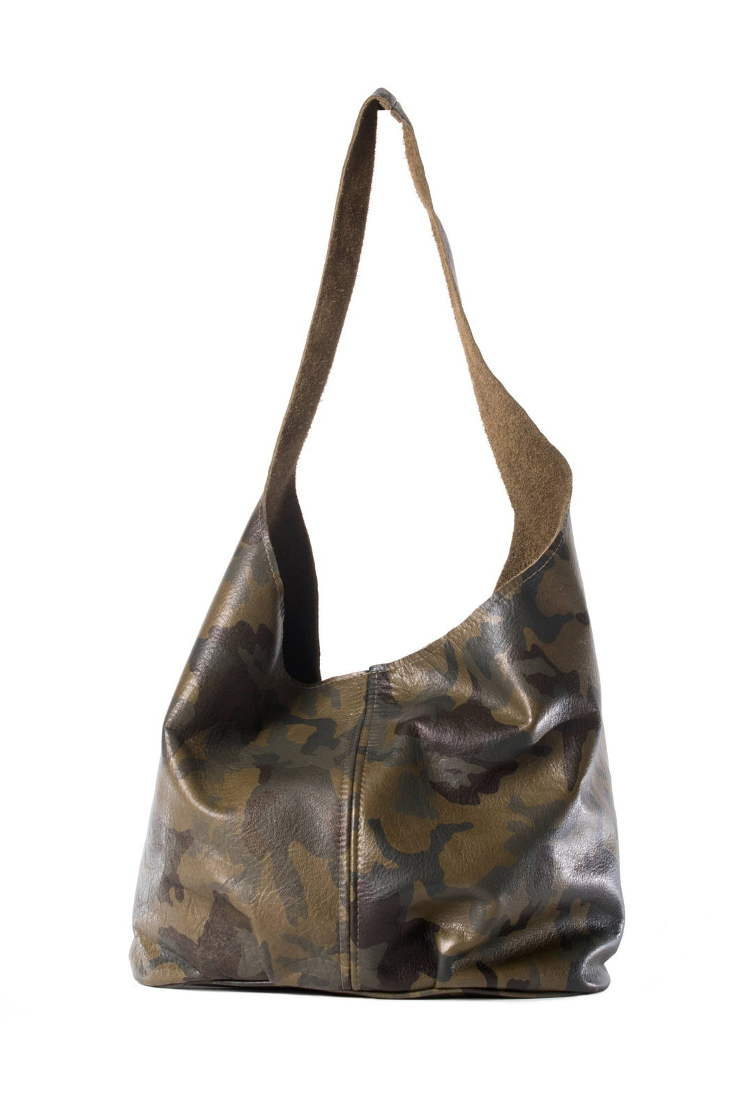 Leather Camo Hobo Shoulder Bag