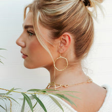 Load image into Gallery viewer, Round Hammered Hoop Earrings-Gold
