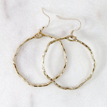 Load image into Gallery viewer, Round Hammered Hoop Earrings-Gold
